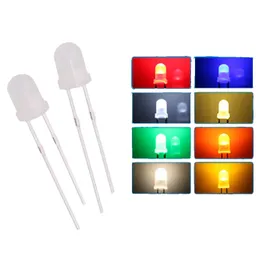 1000pcs/parti 5mm atomisering Straw Hat Diode vit röd blå grön gul ultralysig lysdioder kit LED -ljusdiode