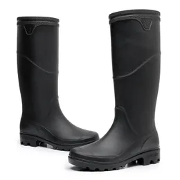 Rain Boots 39 Mens Waterproof Höjd 43 cm Flatsoled PVC Slipon Midcalf Construction Site Male Shoes HY29 230822