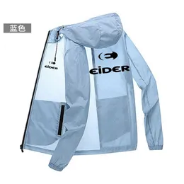 Erkek Ceketler 1 PC Erkekler Hafif Ultra Summer Ceket Sıradan Plaj Güneş Koruyucu Üst Zipper Gömlek Baskı UV Koruma Kapüşonlu 230823