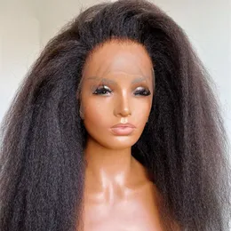 Brazylijska perwersyjna prosta koronkowa peruka 13x4 HD koronkowa przednia peruka Blueless Peruka Naturalne włosy Yaki prosta syntetyczna peruka dla Afryki kobiety