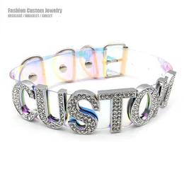 Strands Strings Punk Sexy Custom Name Choker Letters Necklace Women Men Colorful Laser PU Buckle Collar Chocker Cosplay Party Jewelry 230822