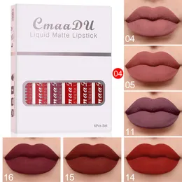 Lipstick CmaaDu 6Pcs/Set Matte Non-stick Cup Waterproof Lipstick Long-Lasting Liquid Pigmented Lip Gloss Maquillajes Para Mujer DC05 230823