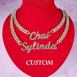 Strands Strings Stal ze stali nierdzewnej Spersonalizowana nazwa Choker z mini kubańską łańcuchem Custom Cursive Letters Naszyjnik dla kobiet 230822