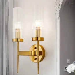 Lampa ścienna lampy świec Europa Złote metalowe szklane sypialnia obok świateł korytarza korytarza korytarza dekoracja domu