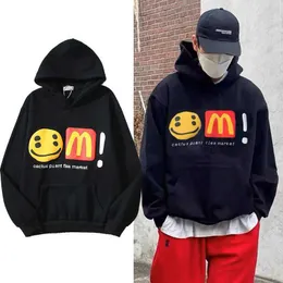 Sweatshirts Mens Designer Hoodies Fashion Streetwear Cpfm Mcdonalds Sweater Co Branded Smiley Face Foam Print High Street Hip Hop Loose Velvet Hooded Pullover Mens