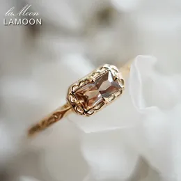 Wedding Rings LAMOON Vintage Bijou Smoky Grey Cubic Zircon Thin Ring For Women 925 Sterling Silver Gold Plated Fine Jewelry Christmas Gift 230822