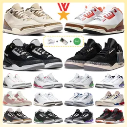 3 3S basketskor Palomino White Cement Fire Red Unc Dark Iris Lucky Green Neapolitan Black Cement Pine Green Court Purple Muslin True Blue Sneakers for Men Women