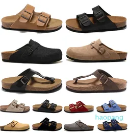 Boston Clog Birkestocks Sandaler Luxury Slipper Män Kvinnor Ciabatte Pantoufle Slide Sliders Mules Wood Flip Flops