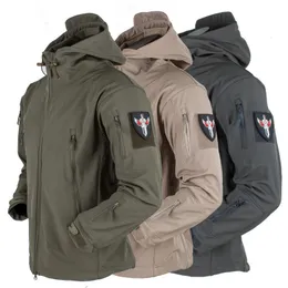 Наружные куртки с капюшонами военная кожа Shark Skin Shell Jackets Мужчины тактические брюки водонепроницаемые пальто армия боевые капюшоны