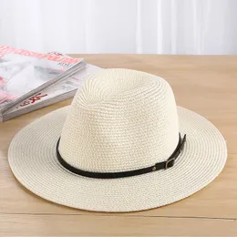 Berets Classic Women Men Summer Toquilla Straw Sun Hat For Elegant Lady Wide Brim Homburg Fedora Sunbonnet Beach Sunhat Panama Cap 230822