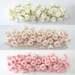 Dekorative Blumen Kränze 5d Weiß rosa lila Rose Künstliche Blume Row Hochzeit Kulissen Kulissenbogen Dekor Wand Hanging Blumenereignis Party Requisiten Fenster Display 230822