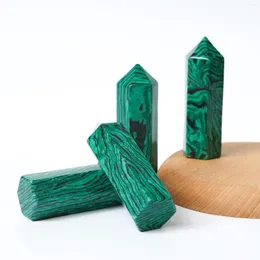 Decorative Figurines 75mm Natural Malachite Stone Pillar Point Crystal Hexagonal Column Sceptres Ore Energy Healing Mineral Specimens