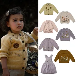 Pullover Kids Sweater Shirley Brand Brand Girls Roupos de inverno Autumn Toddler Cardigan Bordado algodão macio meninos malhados 230822