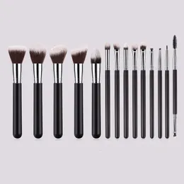 Makyaj Araçları 14pcs Lüks Fırçalar Set Profesyonel Makyaj Fırçası Allık Göz Farı Karıştırma Eyeliner Kaş 230822