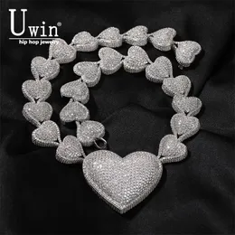 Strands Strings Uwin Heart Necklace With Big Cubic Zirconia Micropave Connected To End Charm Jewelry Women Accessories Gifts l230822