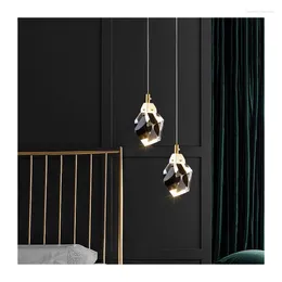 Pendant Lamps Crystal Chandeliers For Bedroom Kitchen American Retro All Copper Chandelier Wrought Iron Light Living Room Decoration Luces