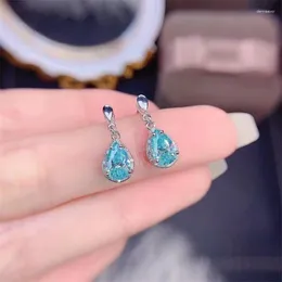 Stud Earrings YULEM Blue Green Moissanite Drop Earring 1CT VVS Lad Diamond Fine Jewelry For Women Anniverasry Gift Real 925 Sterling Silver