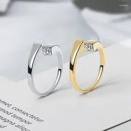 Wedding Rings VENTFILLE 925 Stamp Silver Gold Color Square Zircon Ring For Women Girl Temperament Jewelry Party Gift Drop Wholesale