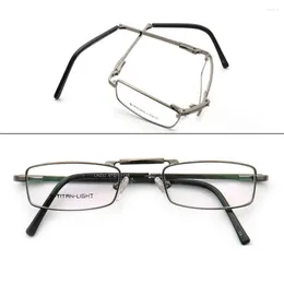 Sunglasses Frames Men Square Folding Eyeglass Frame For Metal Foldable Prescription Glasses Business Optical Spectacles Rectangular