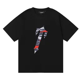 Camisa de designer Trapstar London Red Camo Letter Impressão Puro Algodão Duplo Fio Manga Curta T-shirt Masculino e Feminino Street Fashion T-shirt e Shorts 573