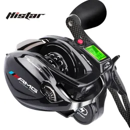 Fiske tillbehör histar lång gjutning 7.2 1 högt förhållande 10 kg dragkraft 9 1 bb magnetisk bromsning AMG Backlight Digital LED BAITCASTING REEL 230822