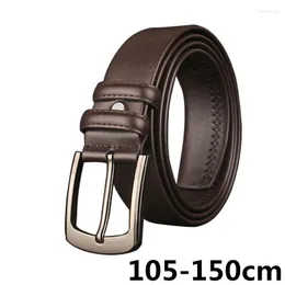 Bälten Big Size Men Belt äkta läderrem av högkvalitativa jeans 105-150 cm manlig lång stift spänne midjeband