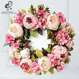 Andra evenemangsfestleveranser Koko Flower 40cm Peony Artificial Wreath Rattan Ring Ornament Pography Props Wedding Christmas Home Door Decoration 230822