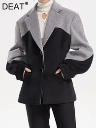 Fasci di lana femminile Deat Fashion Wooline Wooline Lana Slim Slim Sleave Single Full Full Spliced ​​Can Pannello Over -Coat Winter 17A5355 230823