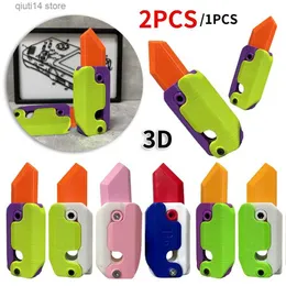 Dekompressionsleksak 3D Gravity Knife Morot Kniv Dekompression Tryck Kort Liten Toy 3D Printing Gravity Kniv Morotkniv Form Shifting Kids Toys T230823