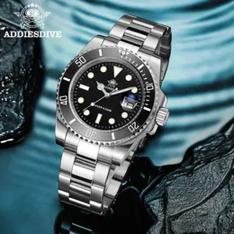 Wristwatches ADDIESDIVE Stainless Steel Watch Men's European and American Business Leisure Quartz Watch Waterproof Outdoor Sports Watch 230822