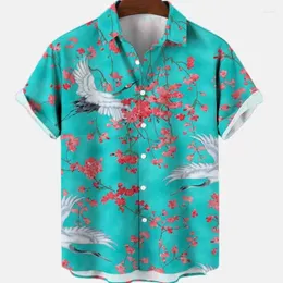 Men's Casual Shirts Camisa Hawaiana De Manga Corta Para Hombre Informal Talla Grande Con Estampado Grulla Playa 2023