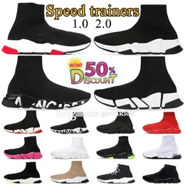 Tasarımcı Speedy Sock Shoes Erkek Kadın Günlük Ayakkabı Platformu Spor ayakkabıları Hız Eğitimleri 1.0 2.0 Siyah Beyaz Kırmızı Bej Mavi Pembe Moda Açık Lüks Spor Spor ayakkabı
