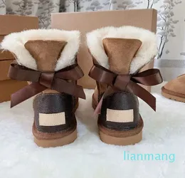 Çocuklar kurdele kar botları yeni tasarım kız ve çocuk kış ayak bileği ayakkabıları çizme