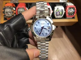 Мужские часы модельер наблюдают 41 -мм синий циферблат Автоматическое механическое движение.