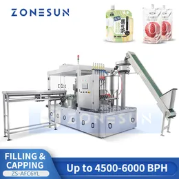 ZONESUN Automatic Spout Pouch Filling and Capping Machine Doypack Stand Up Bag Jelly Food Beverage Packaging Equipment ZS-AFC6YL