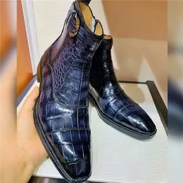 Stivali martin uomini scarpe pura solido colore classico banchetto casual banchetto quotidiano retrò coccodrillo stivali caviglie