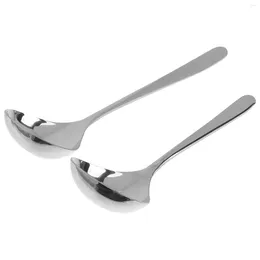 Servis uppsättningar 2st Soup Ladles 304 rostfritt stål sås sked för köksrestaurang hem (silver)