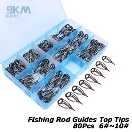 Boat Fishing Rods 80Pcs Rod Guides Spinning Bait Casting Sea Top Tips Stainless Steel Ceramic Ring With Box 1.8 3.2mm 230822