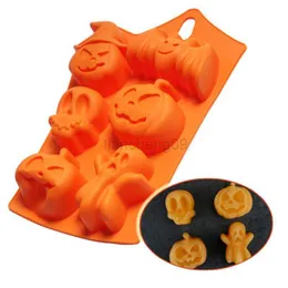 Andra festliga festförsörjningar 3D Cake Mold Halloween Pumpkin Silicone Mold Fondant Candy Cookie Cake Mold Cupcake Decoration Cake Tools Baking Accessories L0823