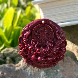 Pendant Necklaces Cinnabar Five Emperors Qian Pixiu Safety Buckle Men's Necklace Buddha Chakra Spiritual Jewelry