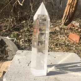 Decorative Figurines 900-1000g Big Large Size Melting Stone Clear Quartz Crystal Wand Point Reiki Healing Wicca Tower For Home Decoration
