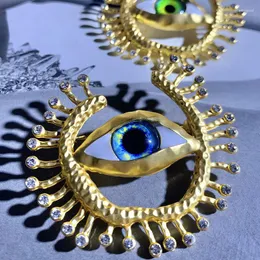 Brooches Spring Women European And American Vintage Gold-plated Exaggerated Blue Eye Brooch Coat Corsage Pin