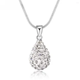 Ketten 925 Silberschmuck Tschechische Diamantwassertropfen Anhänger Halskette für Frauen Hochzeit Geschenk