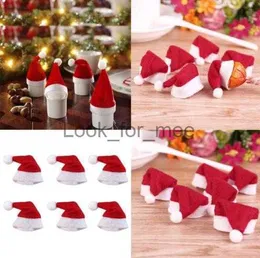 Mini Santa Claus Hats na Lollipop Christmas Party wakacje Lollypop Top Topper Wine Butelka Dorp Decor Cap Okładka stolika Czerwona HKD230823