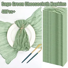 Masa Peçeti 10-100 PCS Düğün Boho Gazlı Masa Masa Peçeteleri için Sage Yeşil Peçeteler 50x50cm Porsiyon Masa Dekoru Akşam Yemeği Havlu Kokteyl Peçeteleri 230823