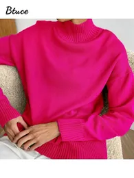 Maglioni femminili a maglia di base aderente verde di base maglione da donna maglione da donna a rosa morbida per maglieria rosa pullover inverno femmina femmina di grandi maglioni larghi 230822