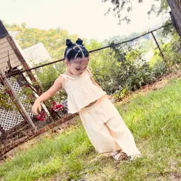 Одежда наборы Baby Girl Cotton Sets Clothing для девочек детские новорожденные. Лето сплошной цвет из мягкие из мягких штанов Camisole R230823