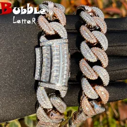 Pendant Necklaces Bubble Letter Baguette Cuban Link Chain for Men Iced Out Prong Setting Necklace Choker Real Gold Plated Hip Hop Jewelry 230822