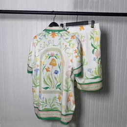 Herrspårar färgglada blommor casablanca shorts skjorta set män kvinnor kvalitet hip hop hawaii strand semester surf kostym 230822