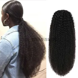 Synthetic Wigs Maxine Afro Kinky Curly Drawstring Ponytail Human Hair 4B 4C Remy 1024inch Long Clip In Ponytail x0823